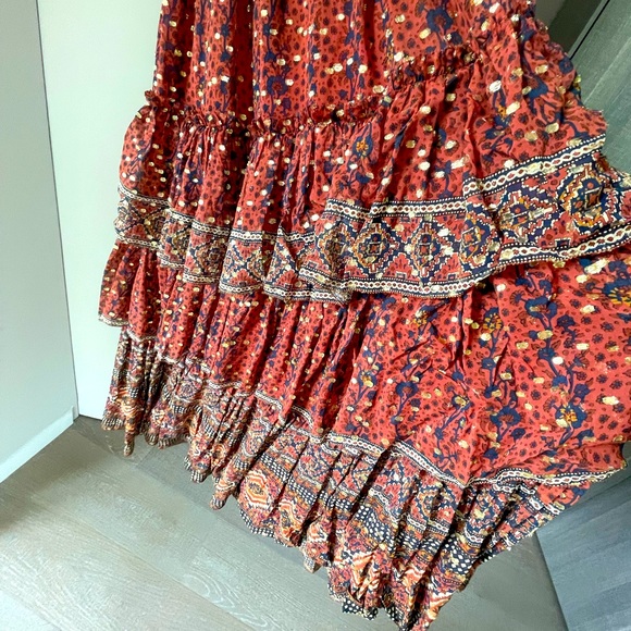 Ulla Johnson Dress Burgundy and gold - Picture 2 of 3